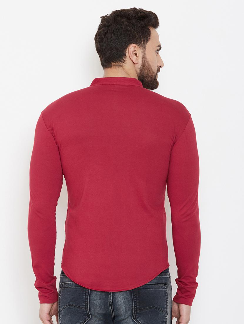 red solid casual shirt - 16952428 - Zoom Image - 3
