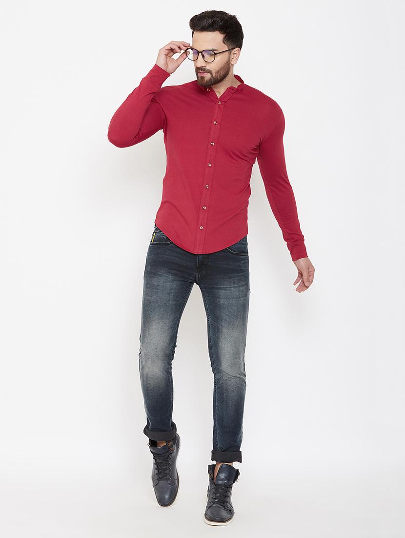 red solid casual shirt - 16952428 - Zoom Image - 4