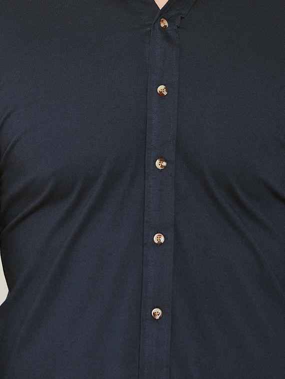 navy blue solid casual shirt - 16952431 - Zoom Image - 5