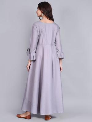 yoke embroidered flared kurta - 16952463 - Standard Image - 3