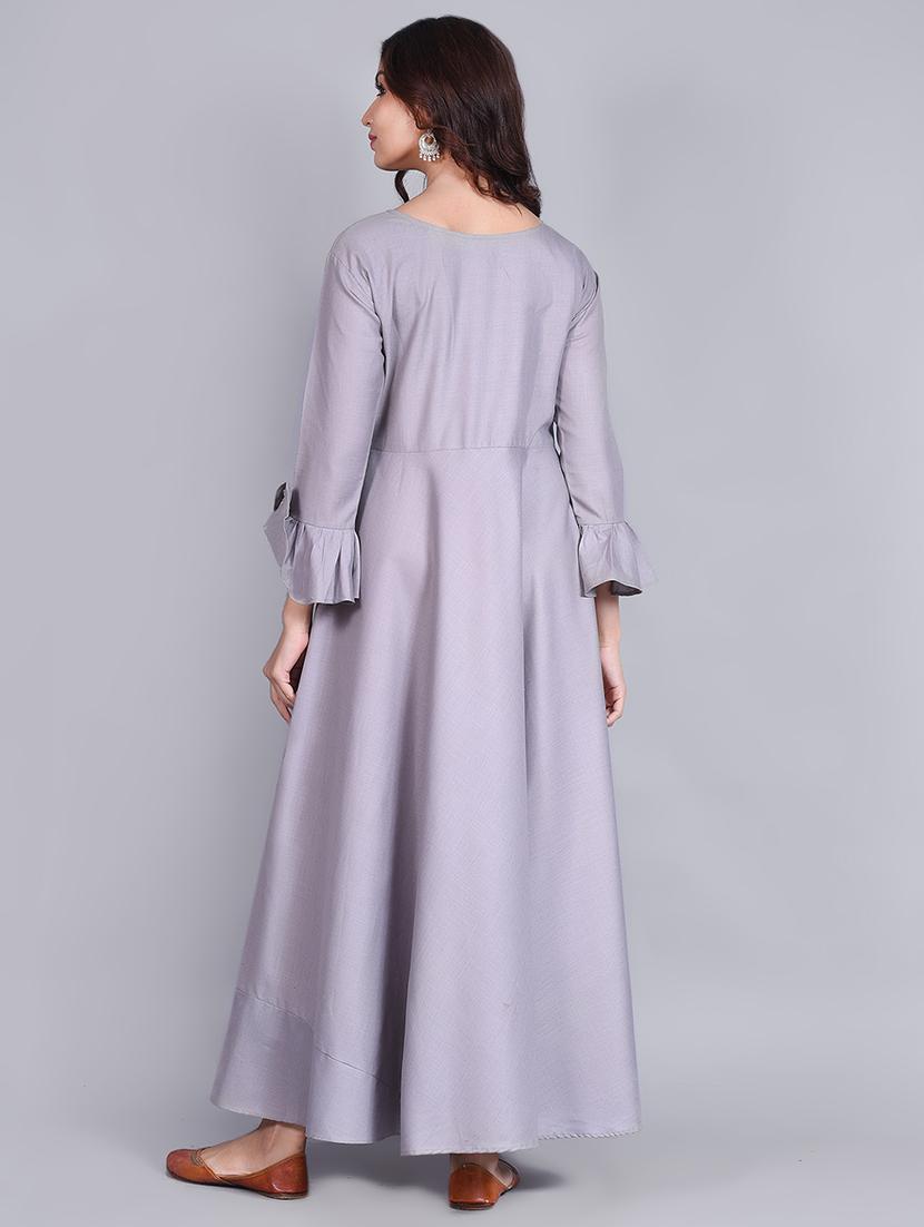 yoke embroidered flared kurta - 16952463 - Zoom Image - 3