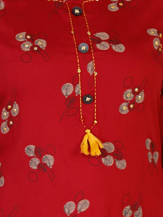 floral straight kurta - 16952474 - Zoom Image - 4