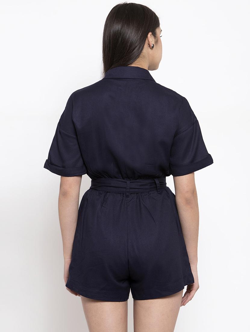 tie front shirt collar romper - 16952548 - Zoom Image - 3