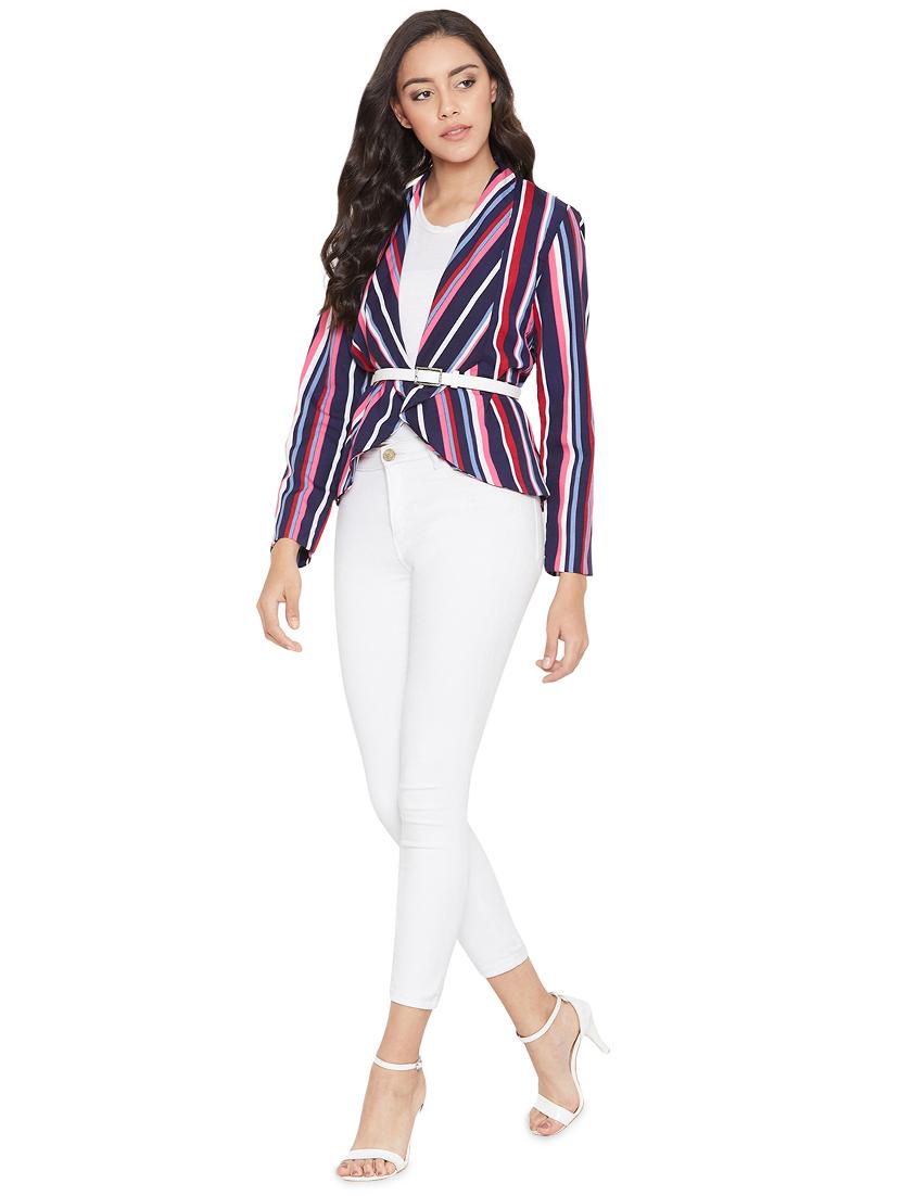 lapel neck striped blazer - 16952643 - Zoom Image - 4