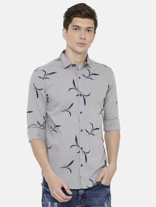 grey printed casual shirt - 16952645 - Standard Image - 1