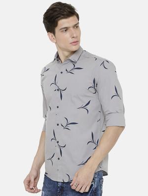 grey printed casual shirt - 16952645 - Standard Image - 2