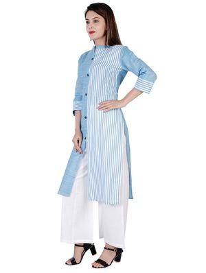 turquoise cotton kurta palazzo set - 16952649 - Standard Image - 2