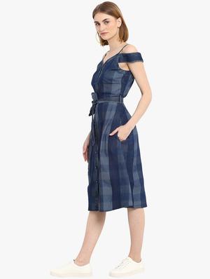 tie front checkered a-line dress - 16952664 - Standard Image - 2
