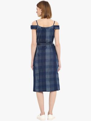 tie front checkered a-line dress - 16952664 - Standard Image - 3