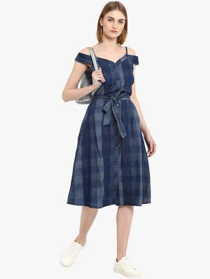 tie front checkered a-line dress - 16952664 - Standard Image - 4