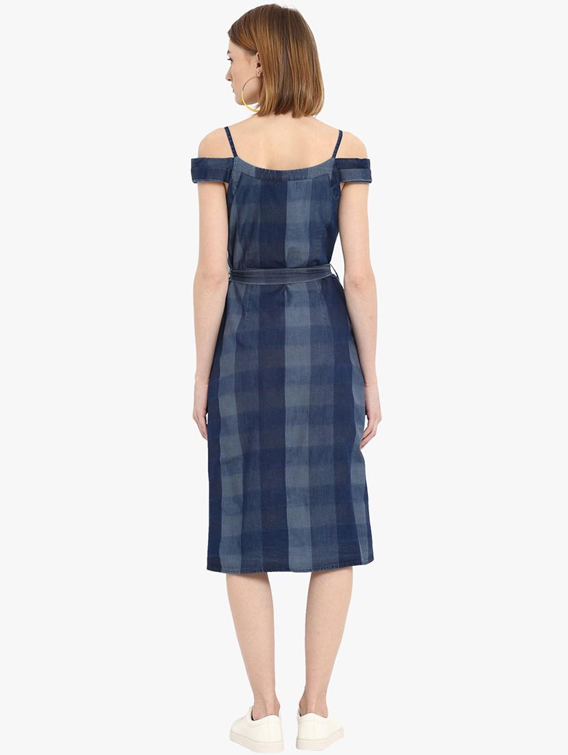 tie front checkered a-line dress - 16952664 - Zoom Image - 3