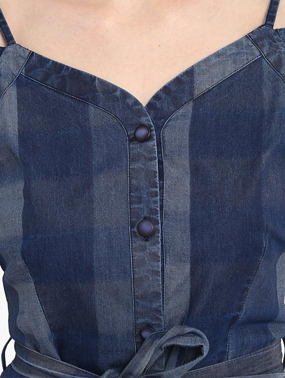 tie front checkered a-line dress - 16952664 - Zoom Image - 5