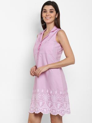 scallop hem embroidered a-line dress - 16952671 - Standard Image - 2