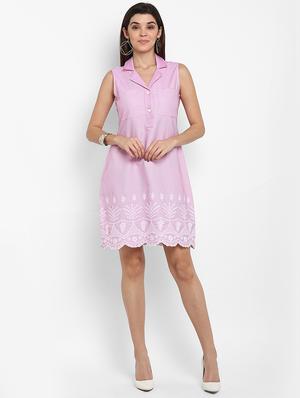 scallop hem embroidered a-line dress - 16952671 - Standard Image - 4