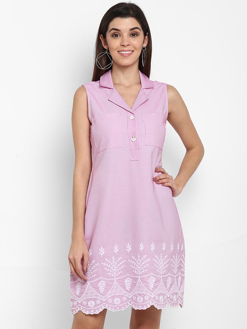 scallop hem embroidered a-line dress - 16952671 - Zoom Image - 1