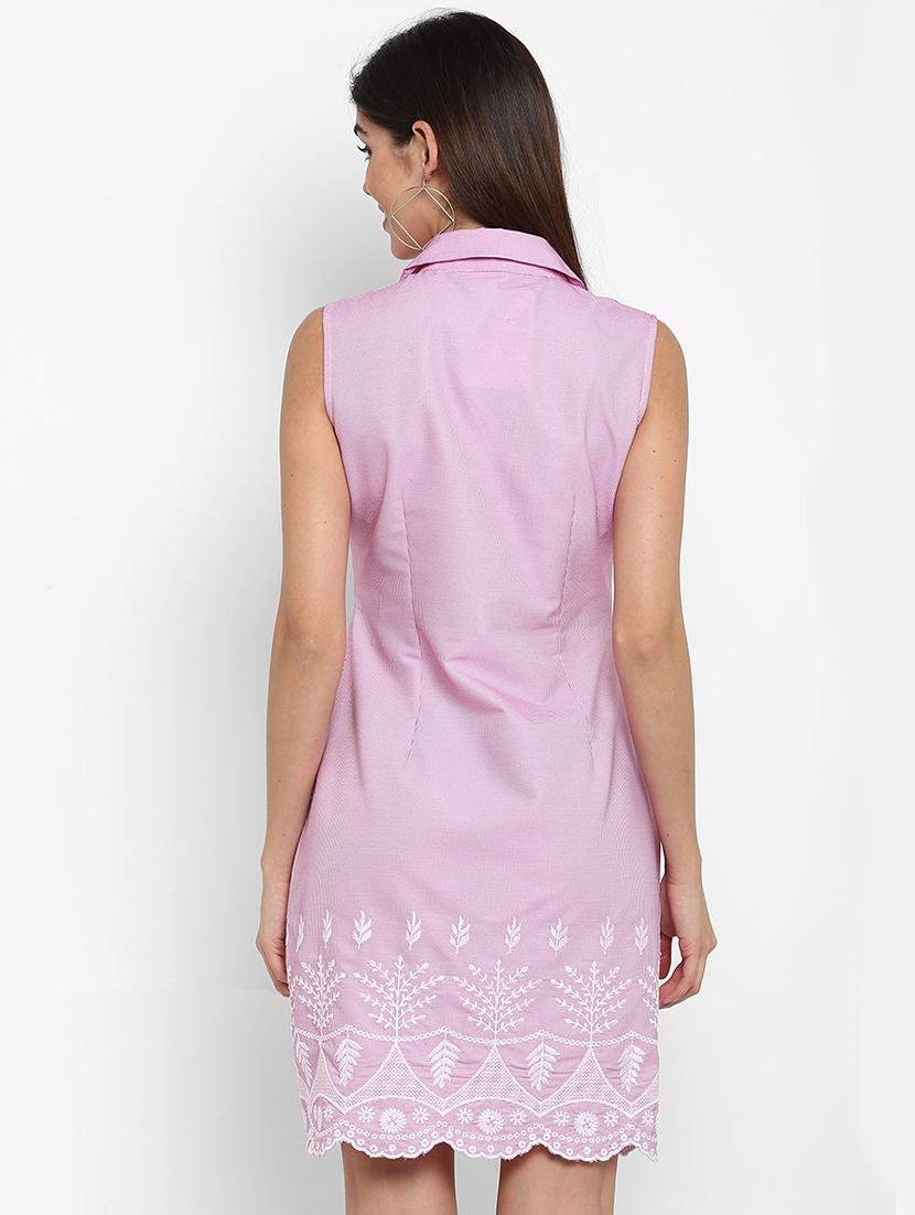 scallop hem embroidered a-line dress - 16952671 - Zoom Image - 3