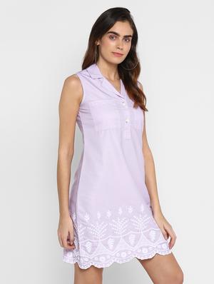embroidered hem shirt dress - 16952672 - Standard Image - 2