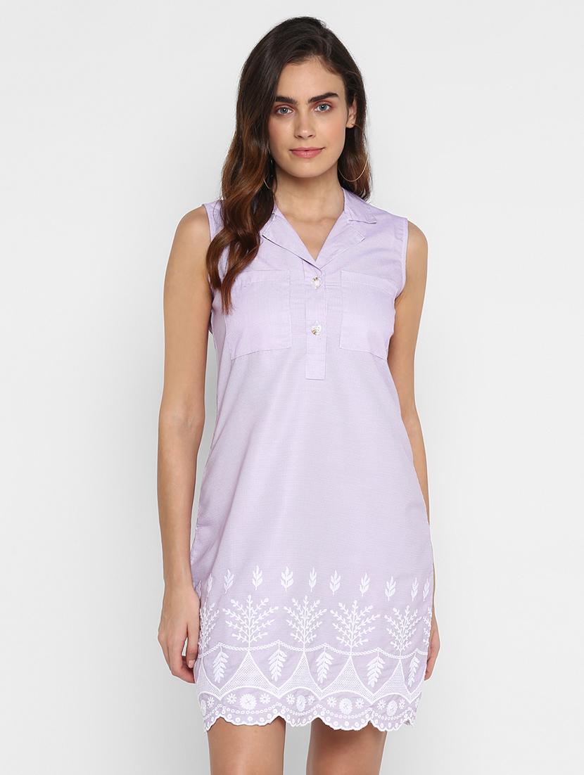 embroidered hem shirt dress - 16952672 - Zoom Image - 1