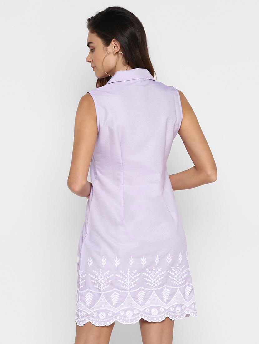 embroidered hem shirt dress - 16952672 - Zoom Image - 3