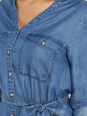 tie front denim shirt dress - 16952690 - Standard Image - 4