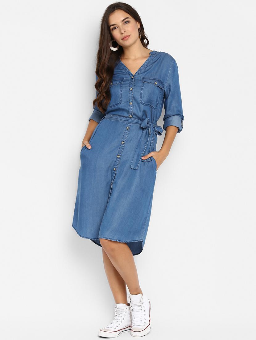 tie front denim shirt dress - 16952690 - Zoom Image - 1