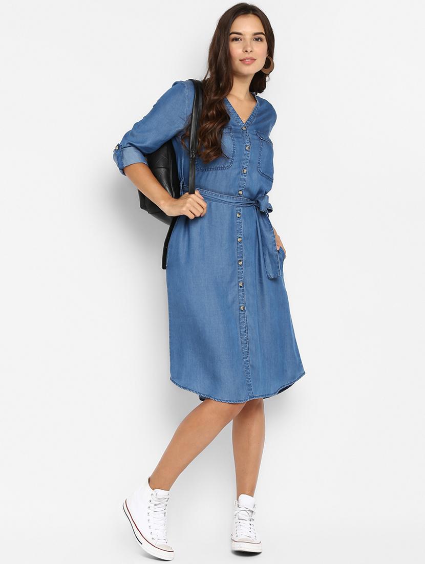 tie front denim shirt dress - 16952690 - Zoom Image - 2