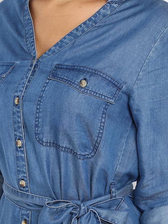 tie front denim shirt dress - 16952690 - Zoom Image - 4