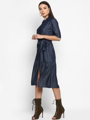 tie front button-up a-line dress - 16952695 - Standard Image - 2