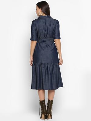tie front button-up a-line dress - 16952695 - Standard Image - 3