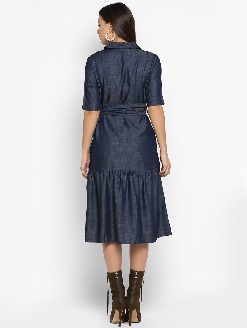 tie front button-up a-line dress - 16952695 - Zoom Image - 3