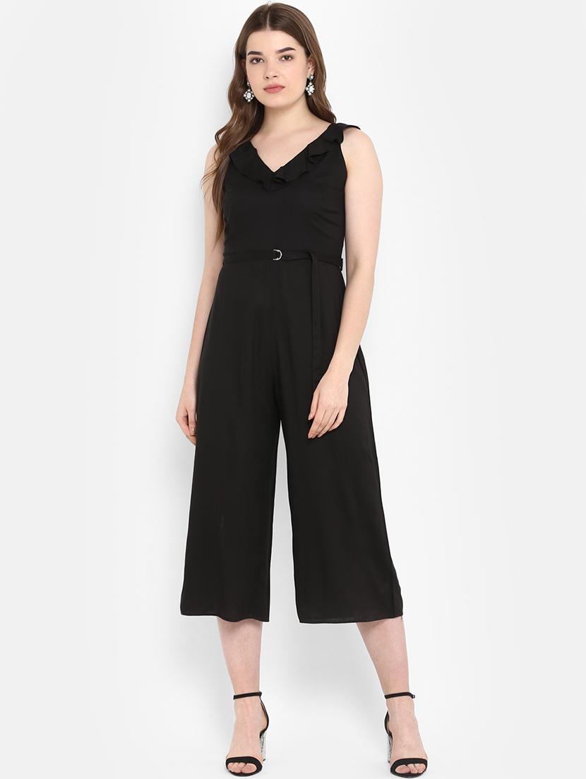 ruffled neck belted jumpsuit - 16952699 - Zoom Image - 1
