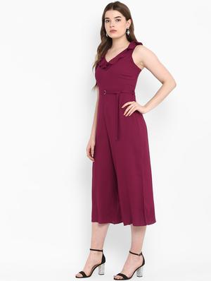 ruffled neck belted jumpsuit - 16952700 - Standard Image - 2