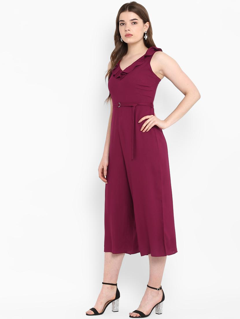 ruffled neck belted jumpsuit - 16952700 - Zoom Image - 2