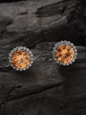 brown metal studs earring - 16952810 - Standard Image - 3