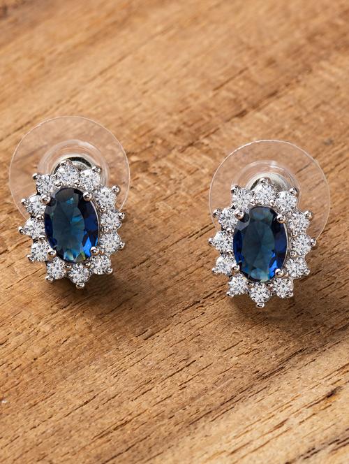 blue metal studs earring - 16952816 - Standard Image - 1