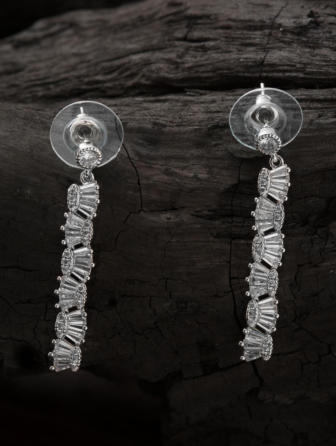 silver metal drop earring - 16952832 - Zoom Image - 3
