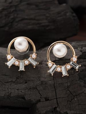 gold metal studs earring - 16952838 - Standard Image - 3