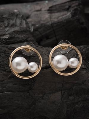 gold metal studs earring - 16952839 - Standard Image - 3