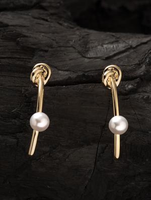 gold metal drop earring - 16952846 - Standard Image - 3