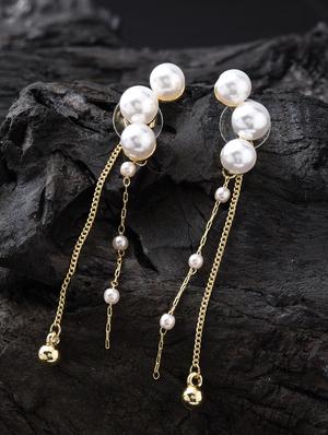 gold metal drop earring - 16952848 - Standard Image - 3