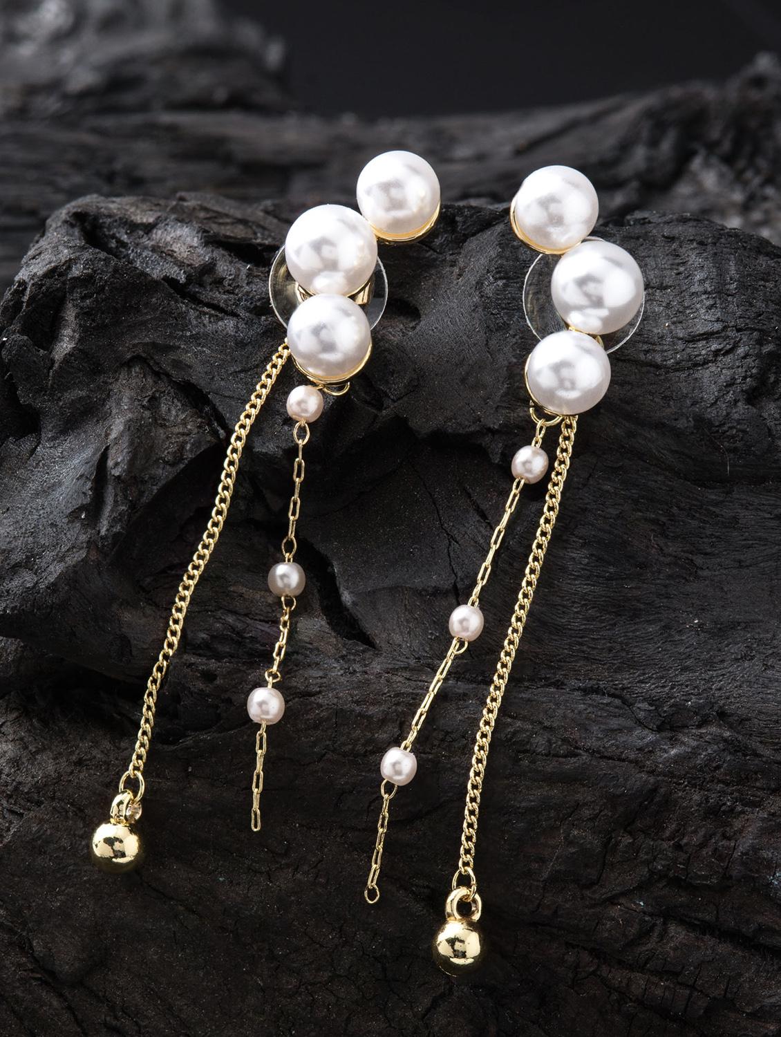 gold metal drop earring - 16952848 - Zoom Image - 3