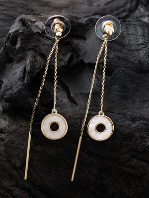 gold metal drop earring - 16952852 - Standard Image - 3
