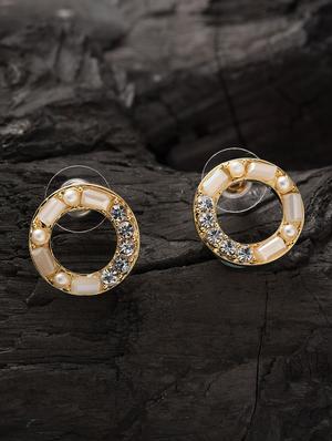 white metal studs earring - 16952853 - Standard Image - 3