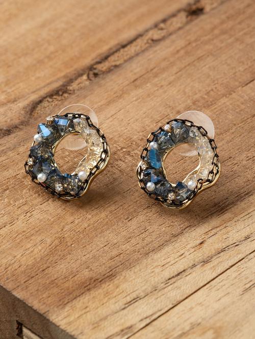 blue metal studs earring - 16952854 - Standard Image - 1
