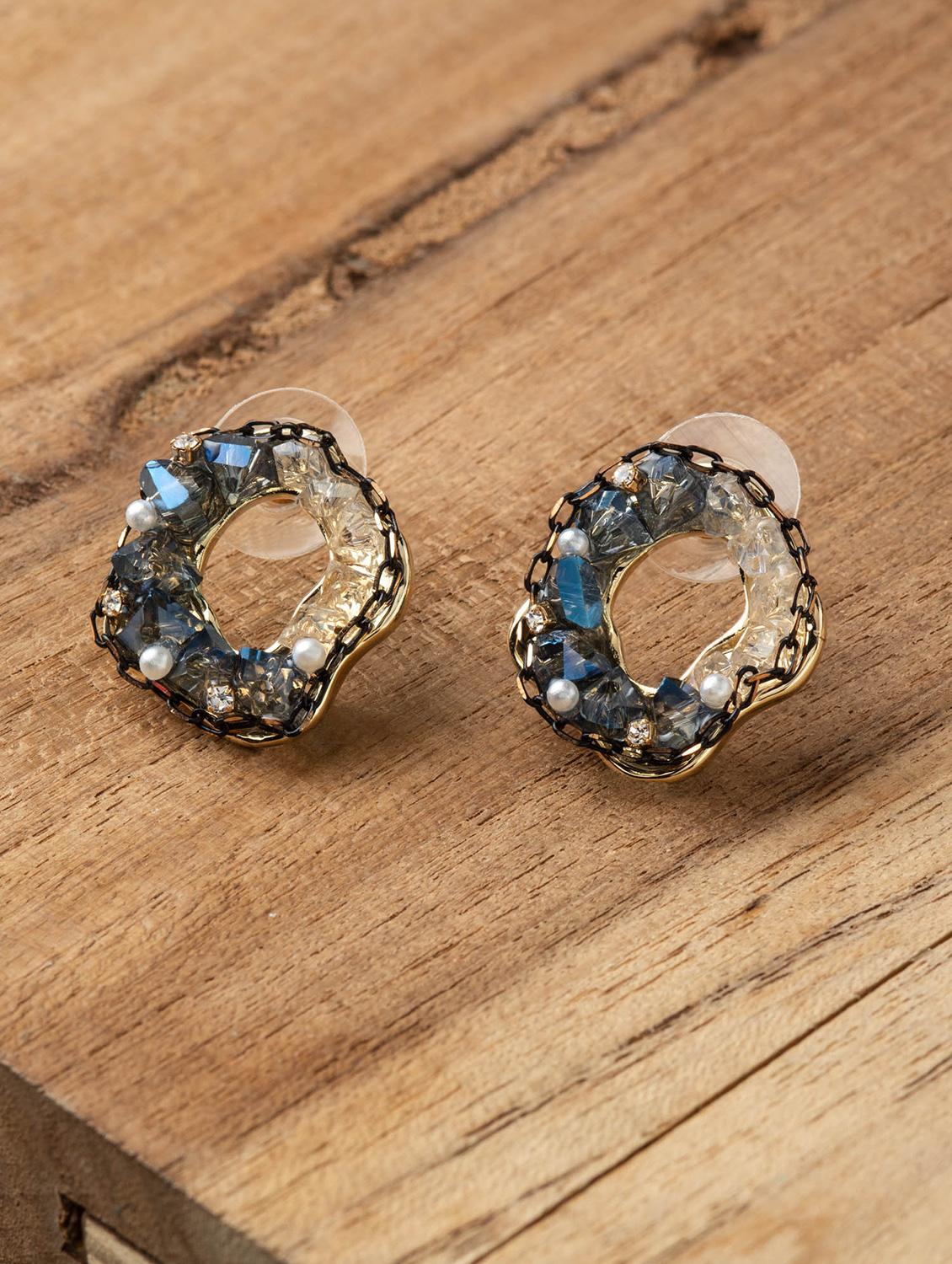 blue metal studs earring - 16952854 - Zoom Image - 1