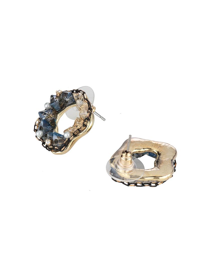 blue metal studs earring - 16952854 - Zoom Image - 2