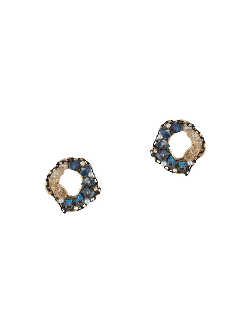 blue metal studs earring - 16952854 - Zoom Image - 3