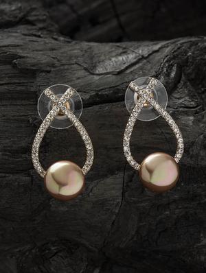 brown metal drop earring - 16952858 - Standard Image - 3