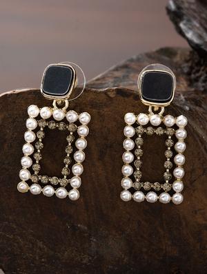 white metal drop earring - 16952862 - Standard Image - 3