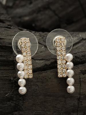 gold metal drop earring - 16952867 - Standard Image - 3